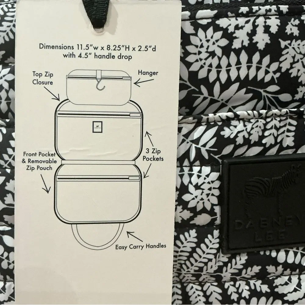 Dabney Lee Hanging Travel Organizer Cosmetic Toiletry Bag Black Floral NWT